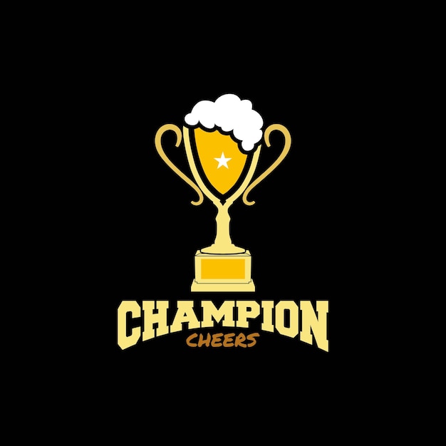 Troféu de copo de cerveja para vencedor campeão prêmio símbolo logotipo design vetorial