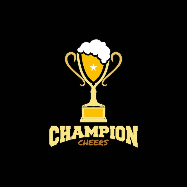 Vetor troféu de copo de cerveja para vencedor campeão prêmio símbolo logotipo design vetorial