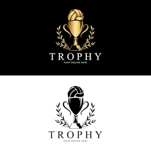 Troféu logo design vencedor campeonato troféu vector sucesso marca