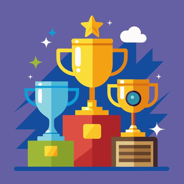 Troféus bonitos ao estilo de desenhos animados