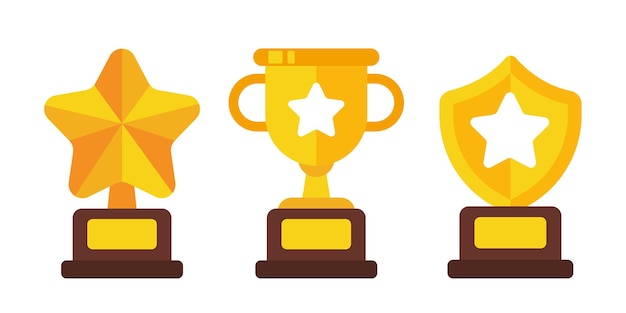 Troféus de vetor de vitória para campeões esportivos Conceito de sucesso