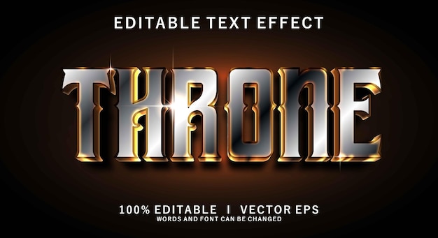 trono efeito de texto vetorial 3D com design de estilo moderno