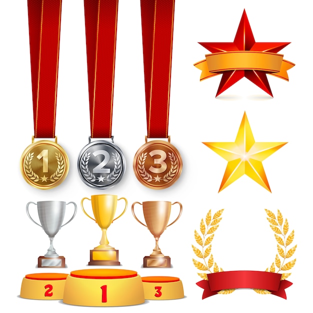 Trophy awards definir ilustração