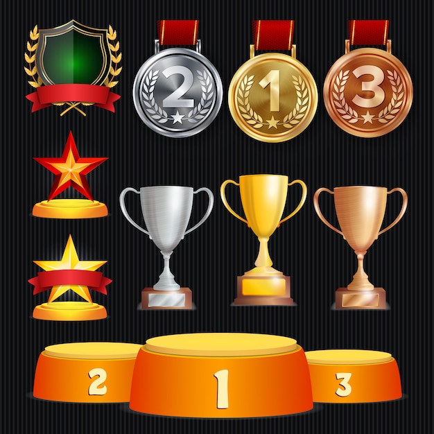 Trophy awards definir ilustração