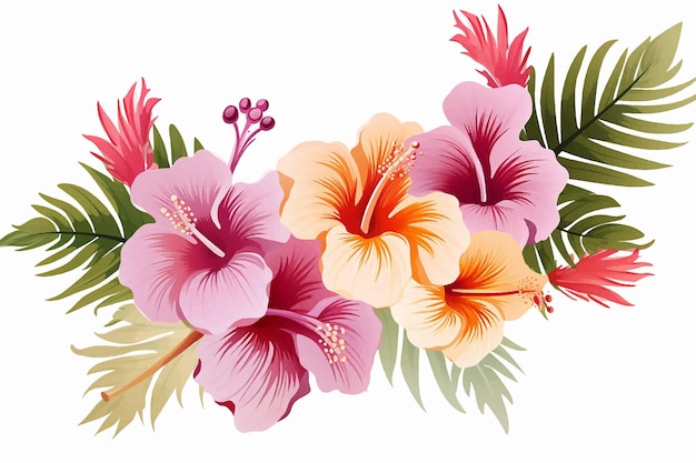 Vetor tropos havaiano havaiano convite selva paraíso pétala ornamento de moda impressão de palma aquarela