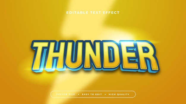 Trovão amarelo branco e azul estilo de fonte de efeito de texto 3D editável
