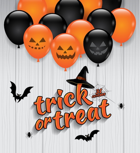 Truque de festa de Halloween ou travessuras de balões