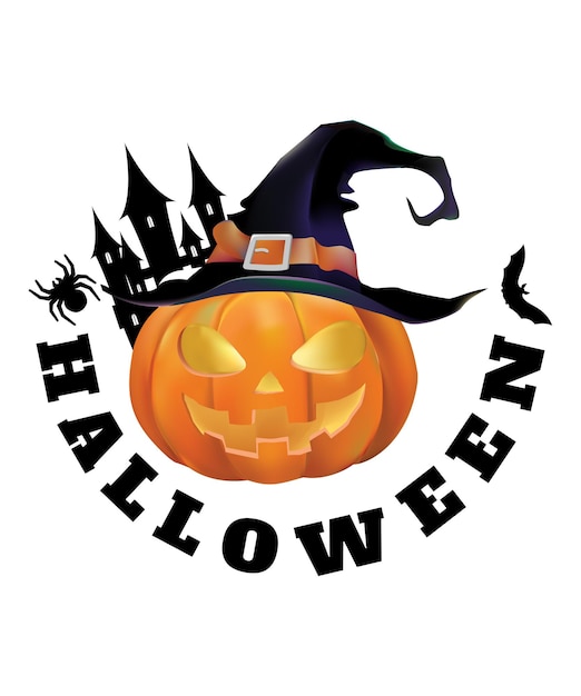 Truque ou faixa abóbora de halloween realista, letras de feliz dia das bruxas, conjunto de halloween