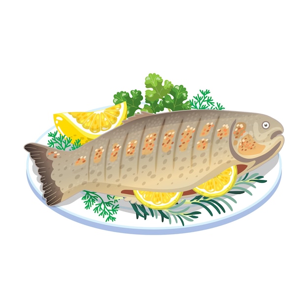 Truta grelhada com limão e ervas