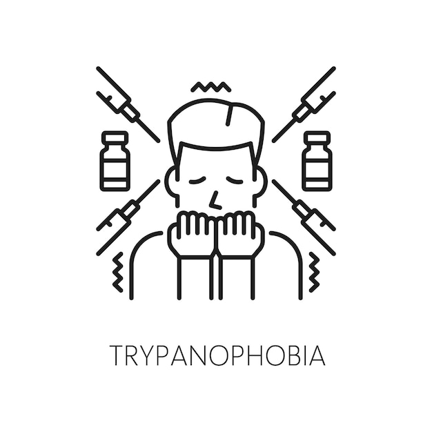 Vetor trypanophobia humana fobia ícone de saúde mental