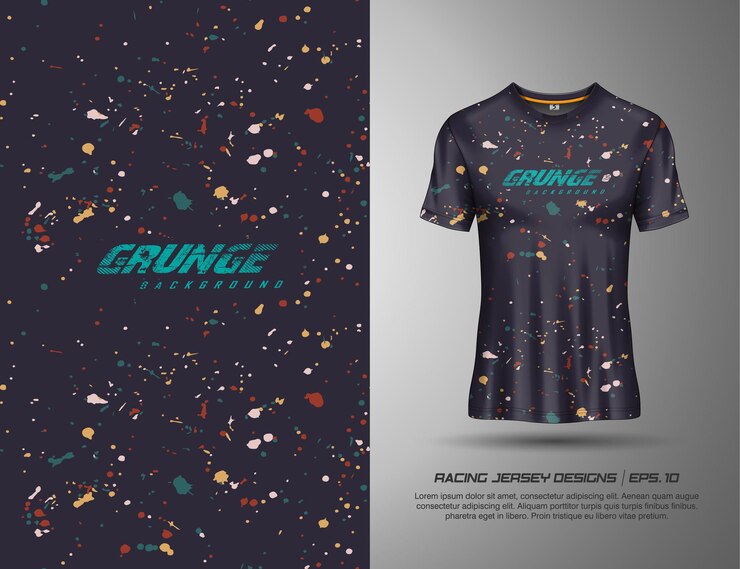 Vetor tshirt esportivo fundo de textura grunge para camisa de futebol downhill ciclismo jogos de futebol