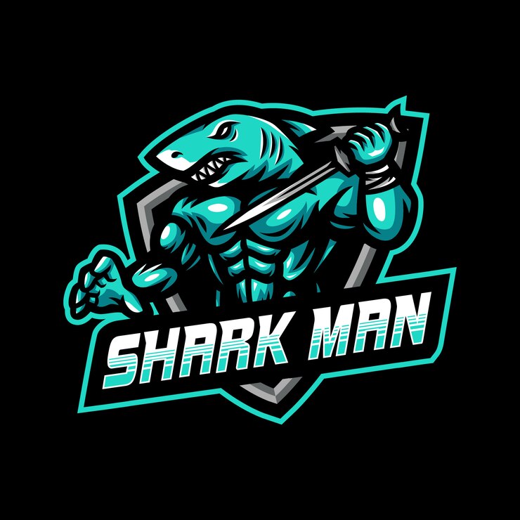 Tubarão homem mascote logotipo esport jogos