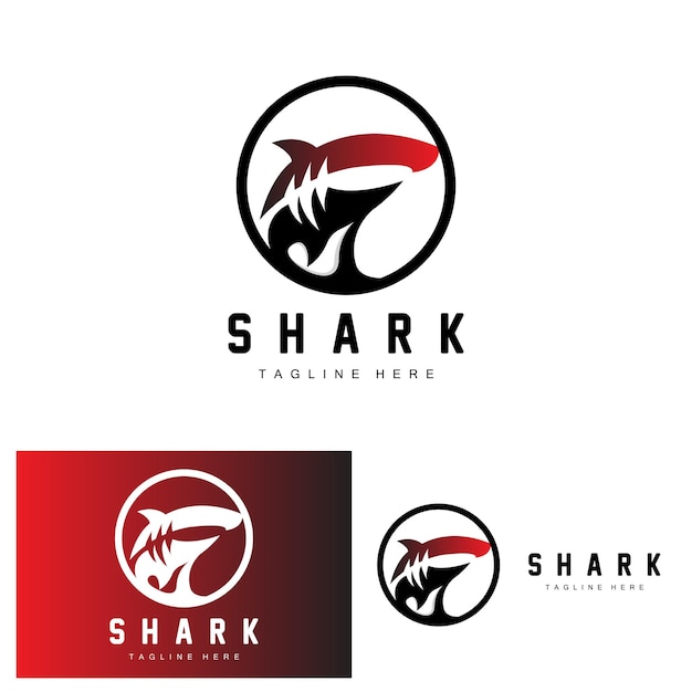 Tubarão Logo Peixe Selvagem Ilustração Vetorial Oceano Predador Produto Design Ícone