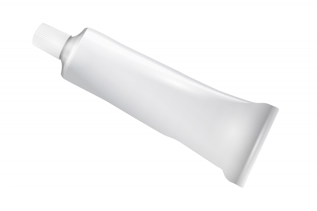 Tubo branco vazio realista, tubo de pasta de dentes de alumínio de embalagem em branco