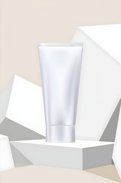 Tubo cosmético em exibição geométrica