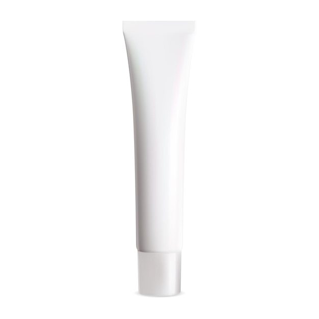 Tubo de creme em branco Recipiente cosmético para pasta de dente Maquete realista de gel de cuidado facial de plástico brilhante