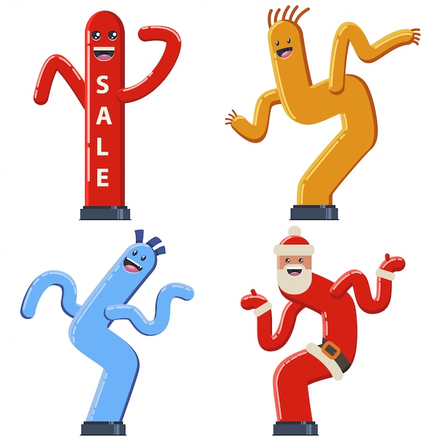 Tubo de dança inflável homem vector cartoon set plana