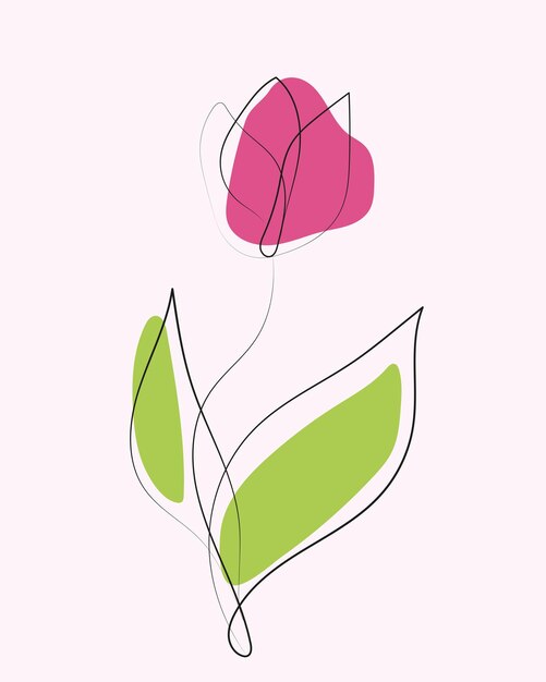 Vetor tulipa desenhada a partir de linhas finas