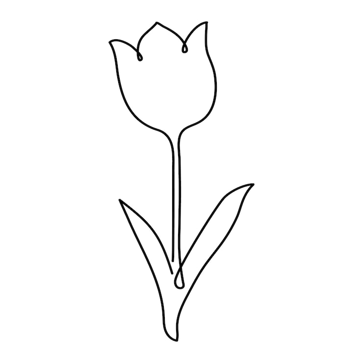 Vetor tulipa desenhada em estilo de arte de linha ilustração vetorial