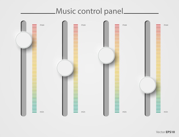 Vetor tumbler do painel de controle música áudio som botão botão de volume mínimo nível máximo