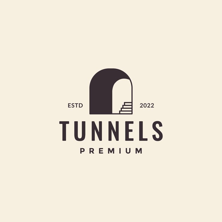 Vetor túnel com design de logotipo hipster de escadas