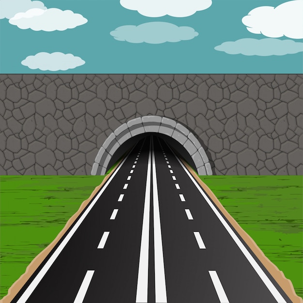 Túnel com ilustração de estrada