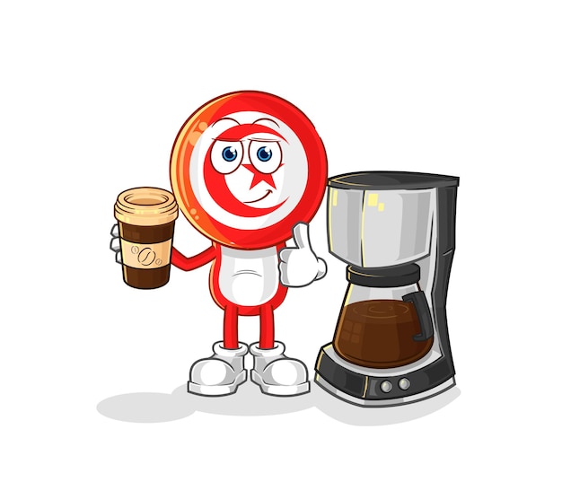 Tunísia bebendo vetor de personagem de ilustração de café