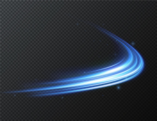 Turbilhão azul claro. Efeito de luz curva da linha azul. Círculo azul luminoso. Pedistal azul claro.