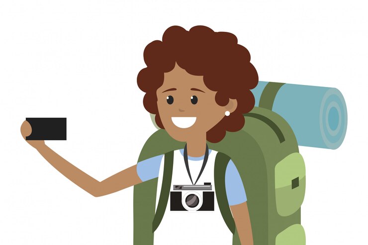 Vetor turista jovem mochileiro