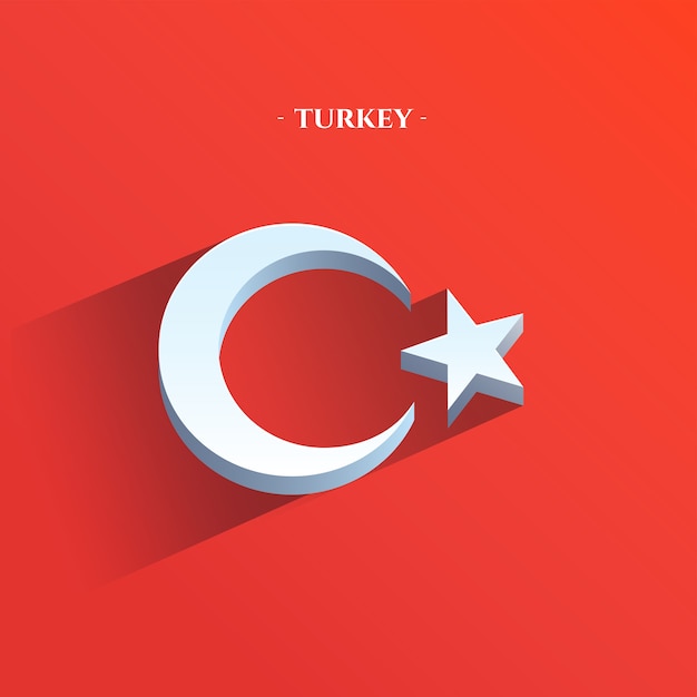 Turkey republic flag estilo 3d plano