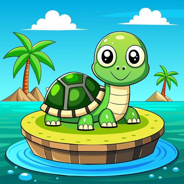 Vetor turtle terrapin oceano desenhado à mão plano elegante mascote desenho de personagens de desenho animado adesivo conceito de ícone