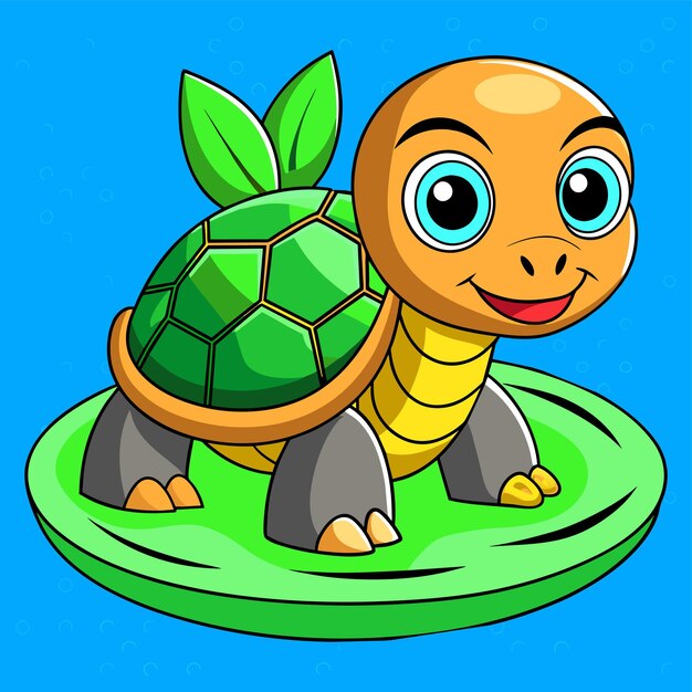 Turtle terrapin oceano desenhado à mão plano elegante mascote desenho de personagens de desenho animado adesivo conceito de ícone