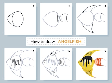 Como Desenhar Peixe Para Crianças. Tutorial De Desenho Passo a