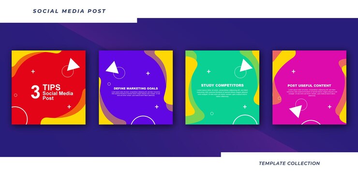 Tutorial de modelo de banner de postagem de mídia social, dicas, truque, coleção