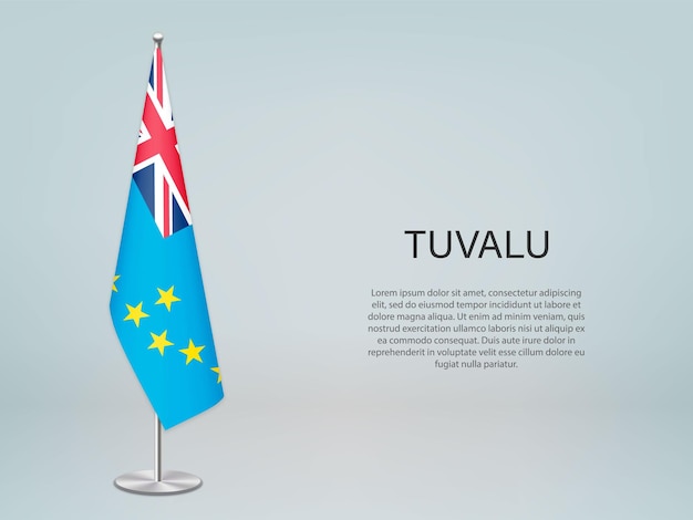 Tuvalu pendurando bandeira no stand modelo para banner de conferência