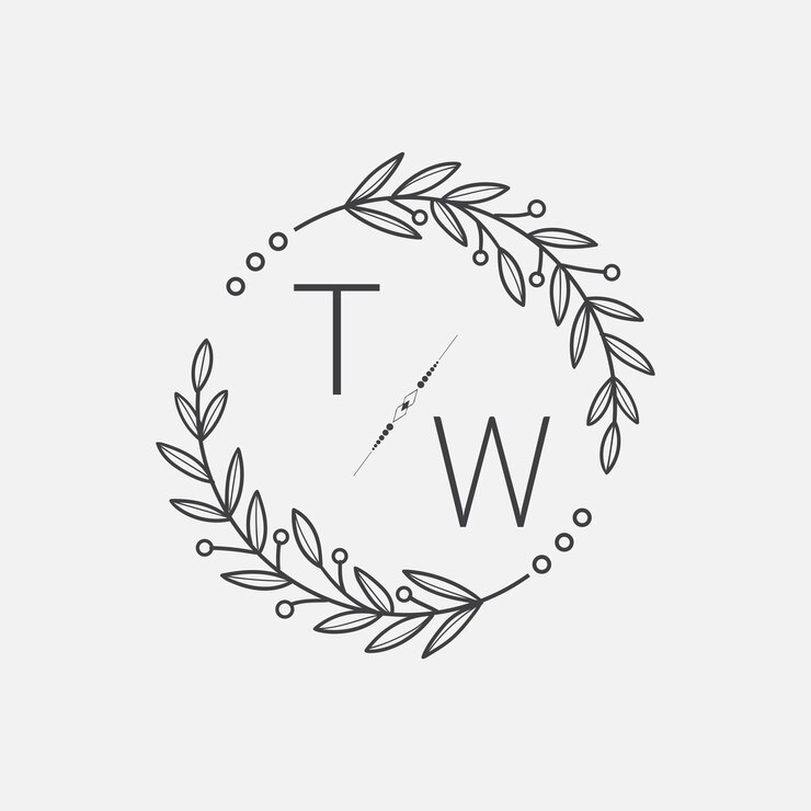 Vetor tw casamento monograma inicial com linha de círculo criativo