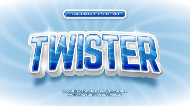 Vetor twister light 3d estilo negrito, modelo de efeito de texto elegante