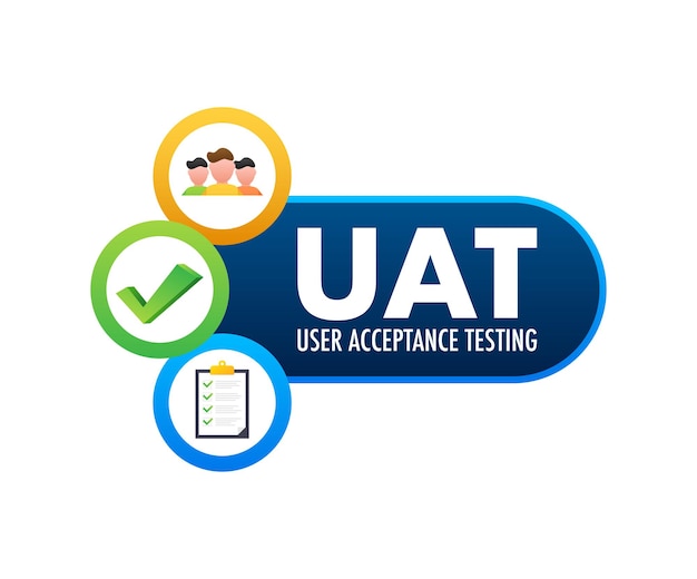 Uat user acceptance testing conceito de teste de software qualidade de desenvolvimento vector stock illustration