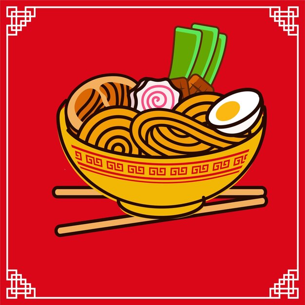 Udon vector ramen vibes vector ramen macarrão comida japonesa plana