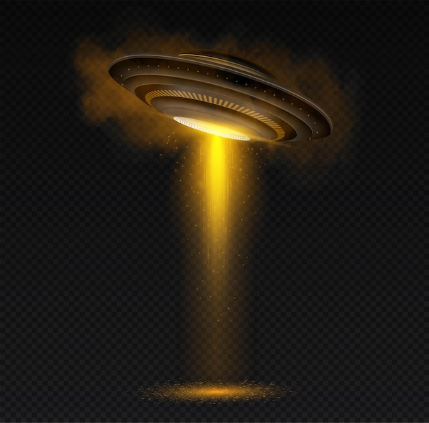 Vetor ufo de ouro realista