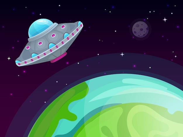 Ufo e ilustração da terra