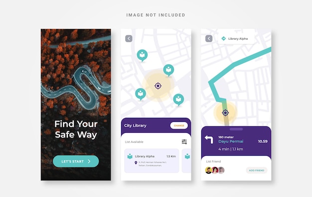 Vetor ui design app waze map design