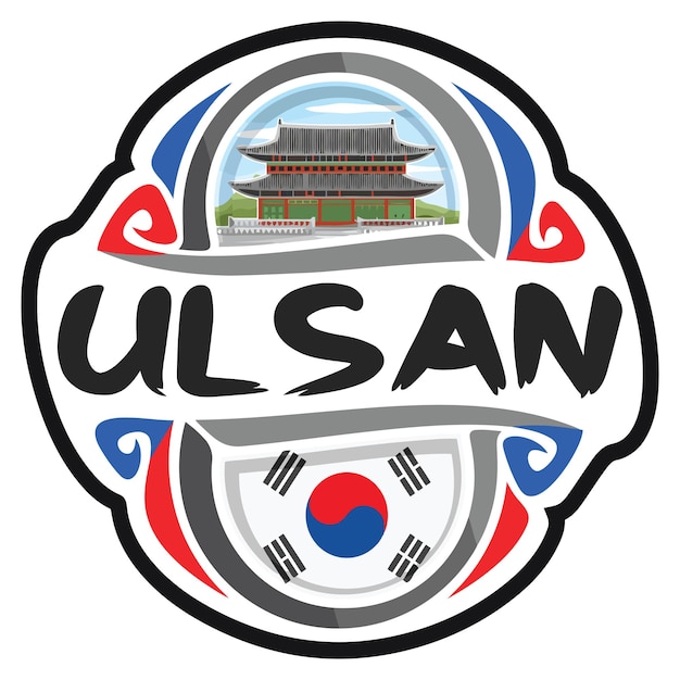 Ulsan coreia do sul bandeira viagem lembrança adesivo skyline landmark logo emblema selo selo emblema svg eps