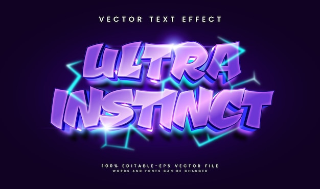 Ultra instinto 3D efeito de texto vetorial editável com conceito de luz de lâmina de trovão