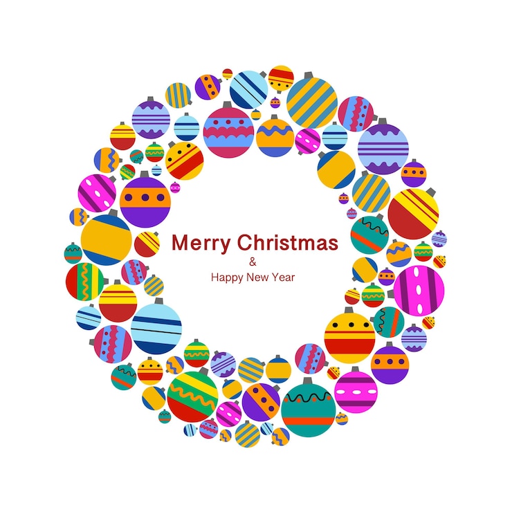 Vetor um anel de brinquedos coloridos em um estilo simples em um fundo branco. um lindo cartão de natal.