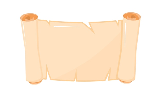 Um antigo rolo de papiro em branco é enrolado em ambos os lados e isolado sobre um fundo branco