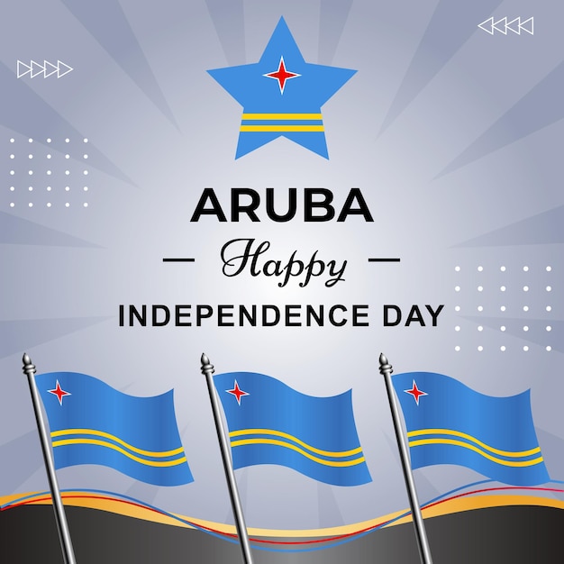 Um anúncio para o feliz dia da independência de aruba com bandeiras.