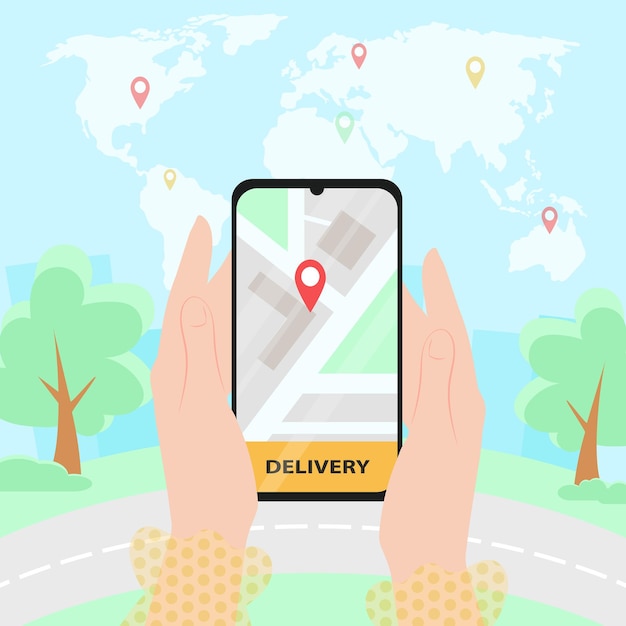 Um aplicativo para um serviço de entrega online usando um telefone celular