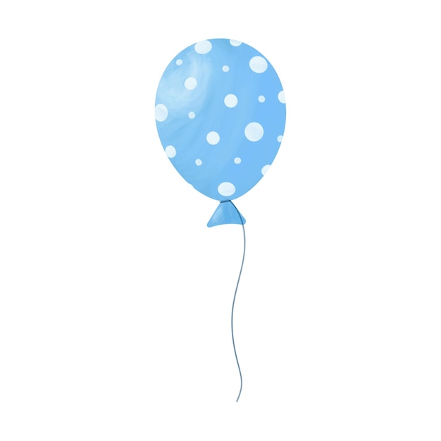 Um balão azul com efeito de aquarela de círculos isolado na ilustração vetorial de fundo branco