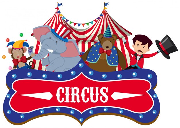 Um banner de circo no fundo branco